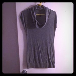 Cute Gray Short Sleeved Cowl Neck Top
